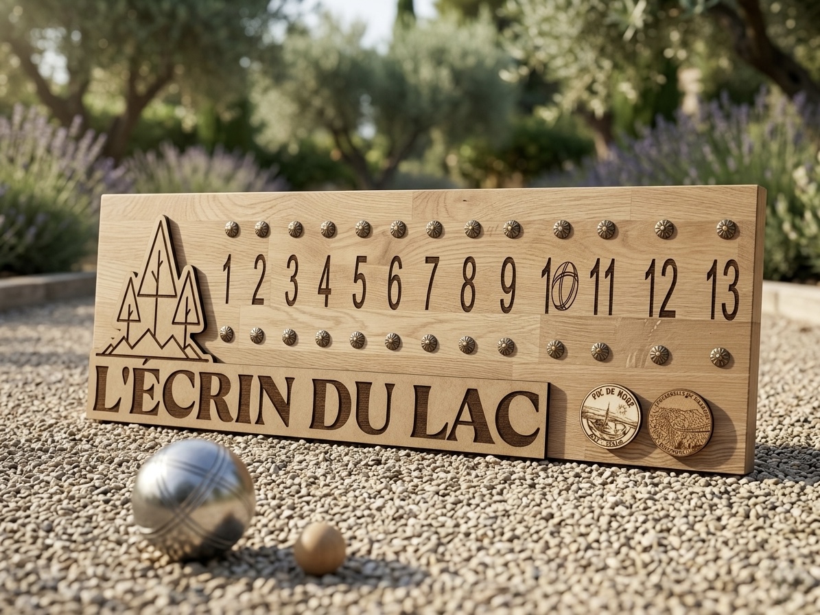 Compteur de pétanque en bois personnalisé gravure laser - artisan Mazamet Tarn